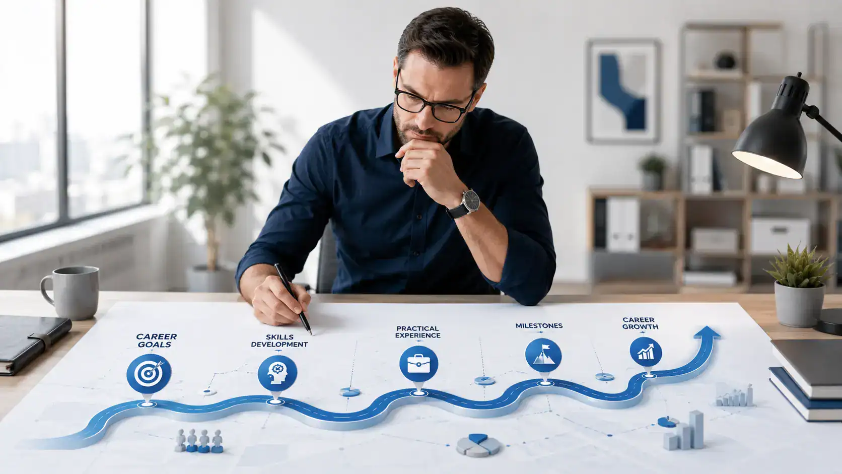 Career development plan showing professional goals, skills and career milestones
