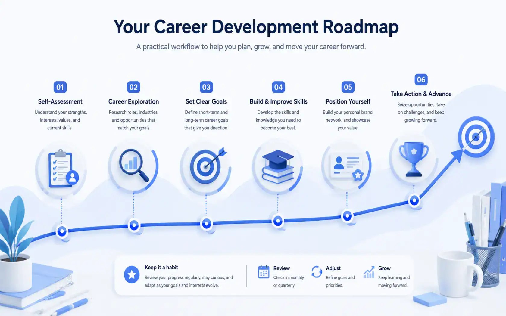 Career Development planning workflow from goals to next steps