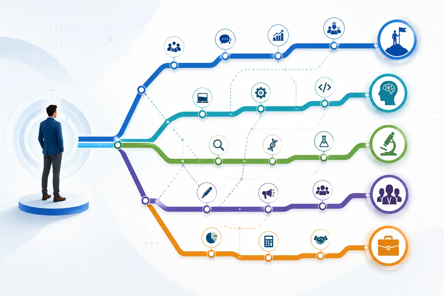 Career progression map showing multiple professional career paths