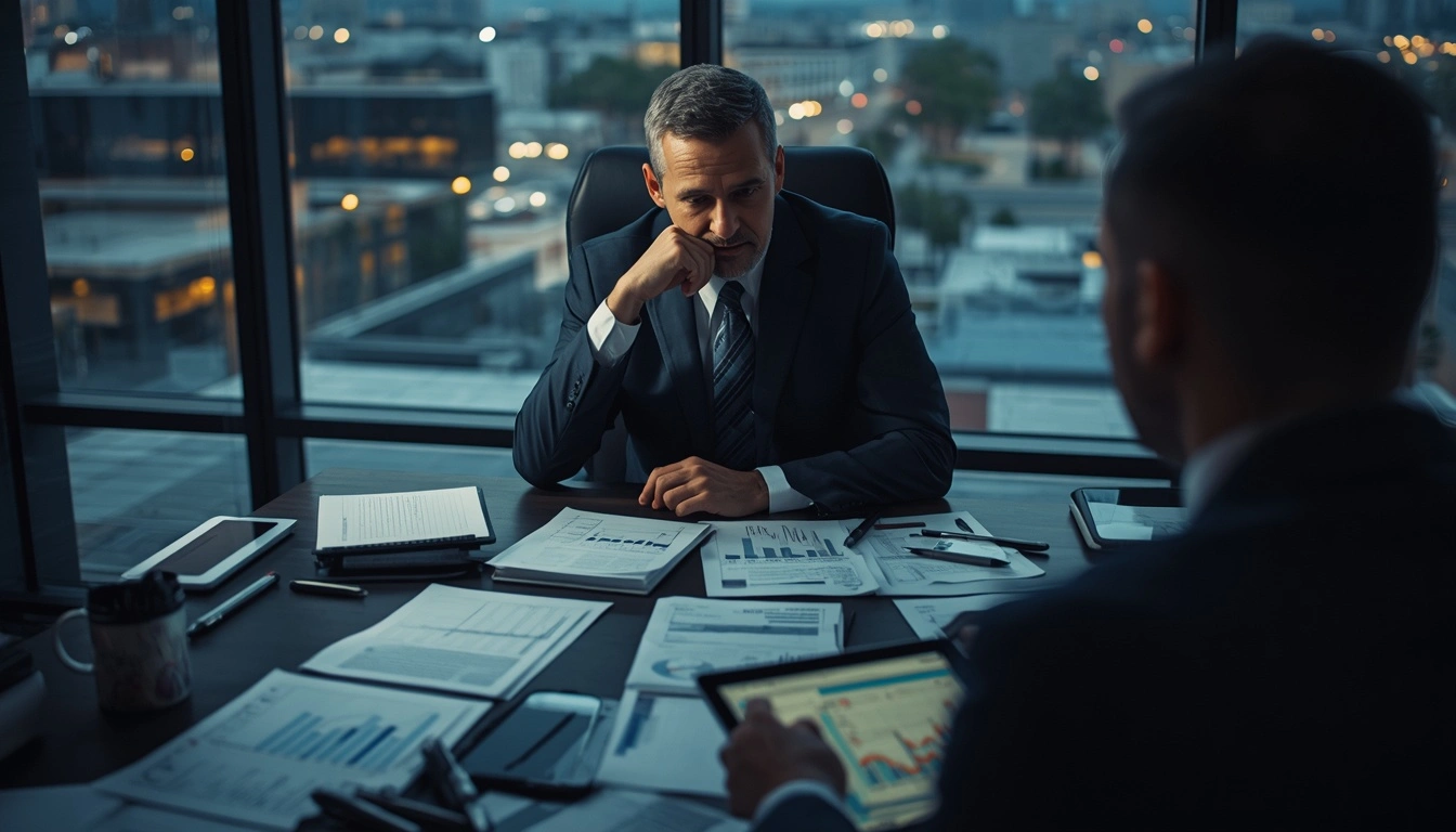 Business decision making process with strategic options being evaluated