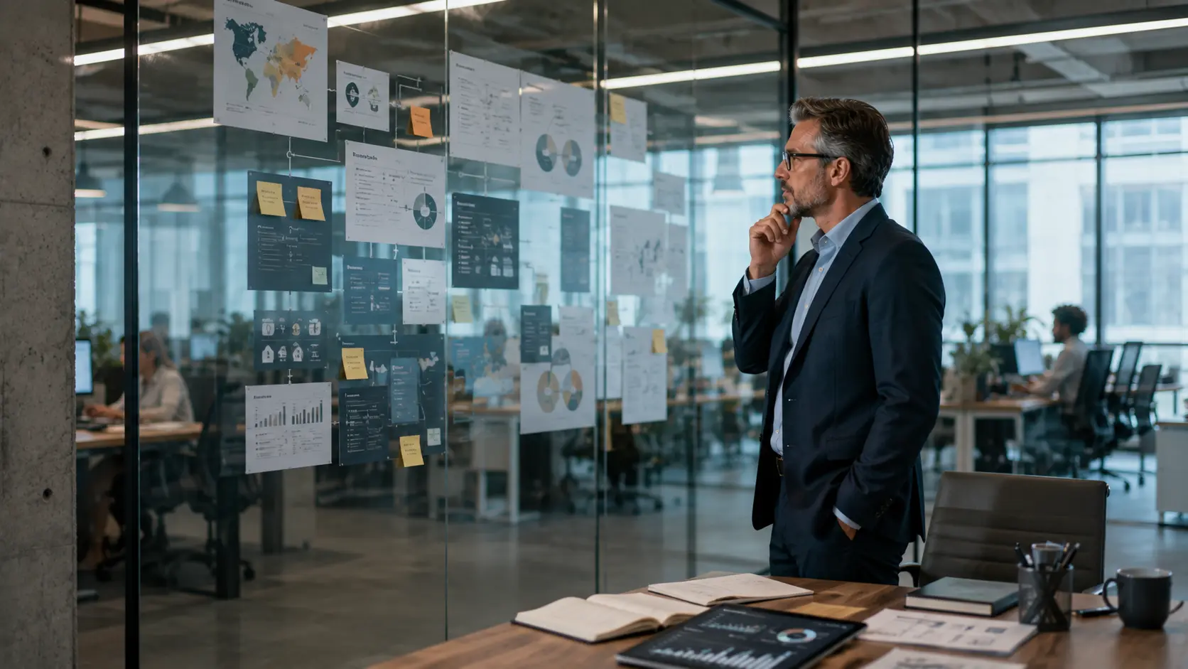 Business strategy and growth planning with a business leader reviewing strategic priorities