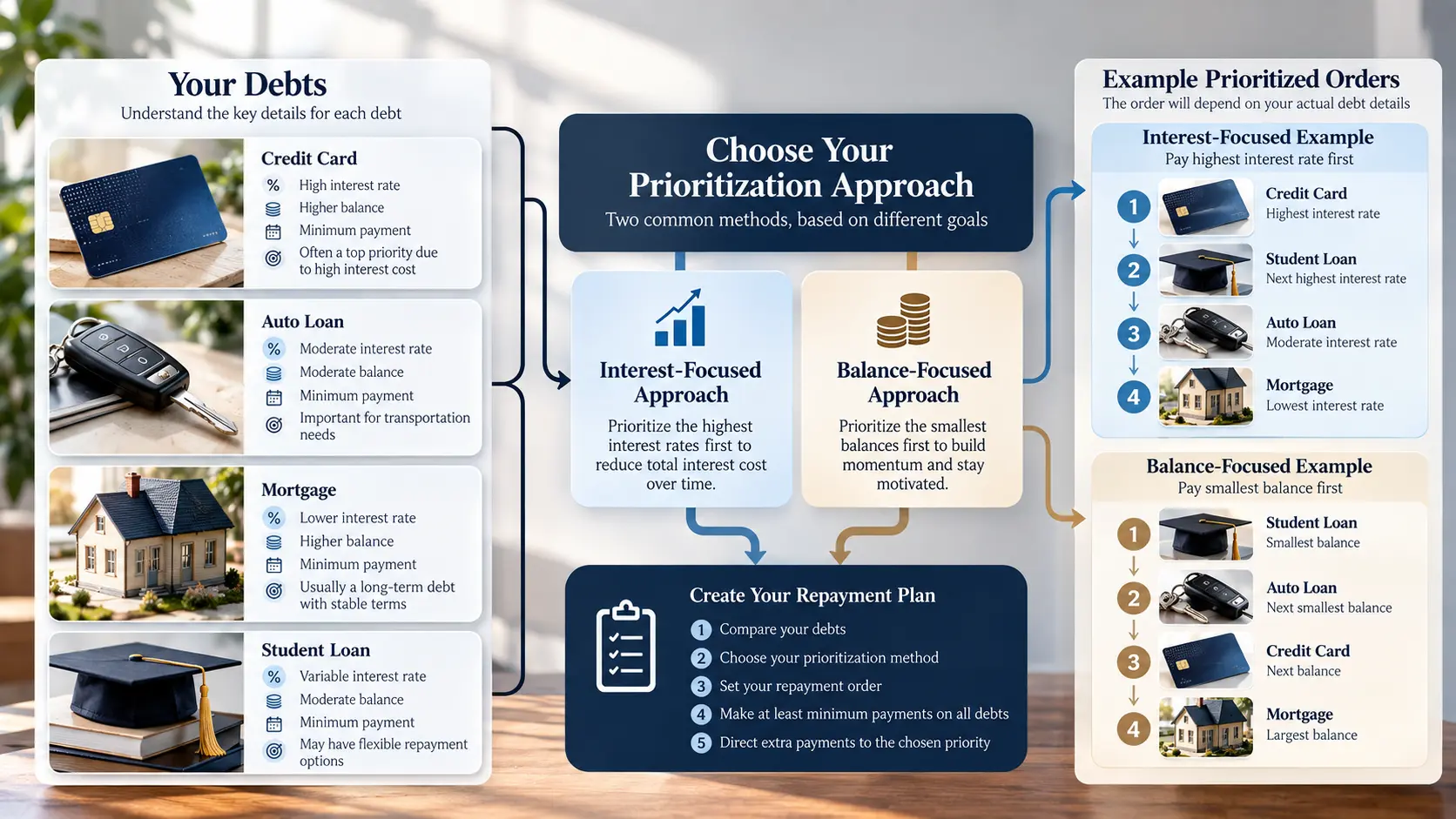 Debt management strategy for prioritizing debt repayment