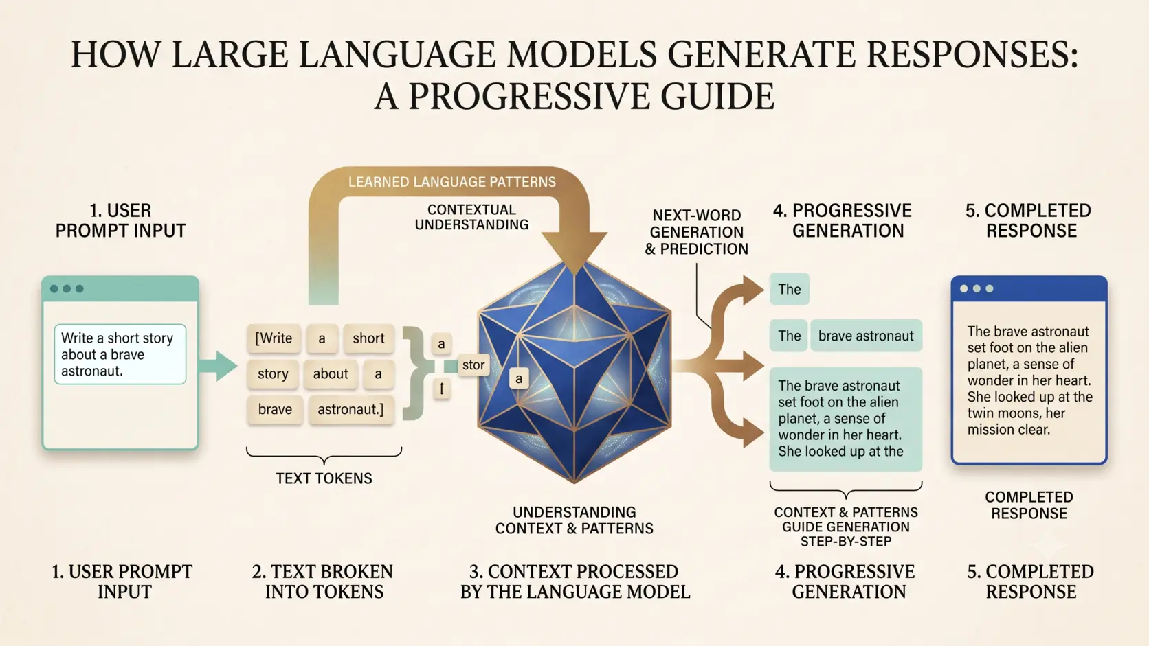 How large language models process a prompt and generate a response