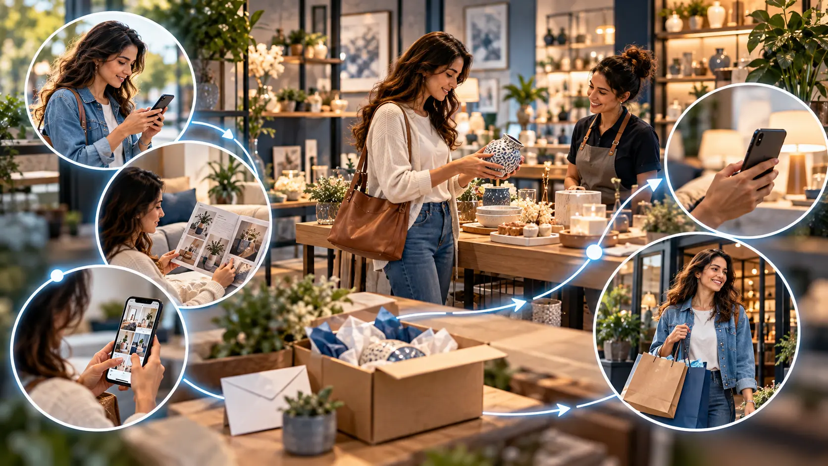 Marketing plan connecting multiple marketing channels across the customer journey