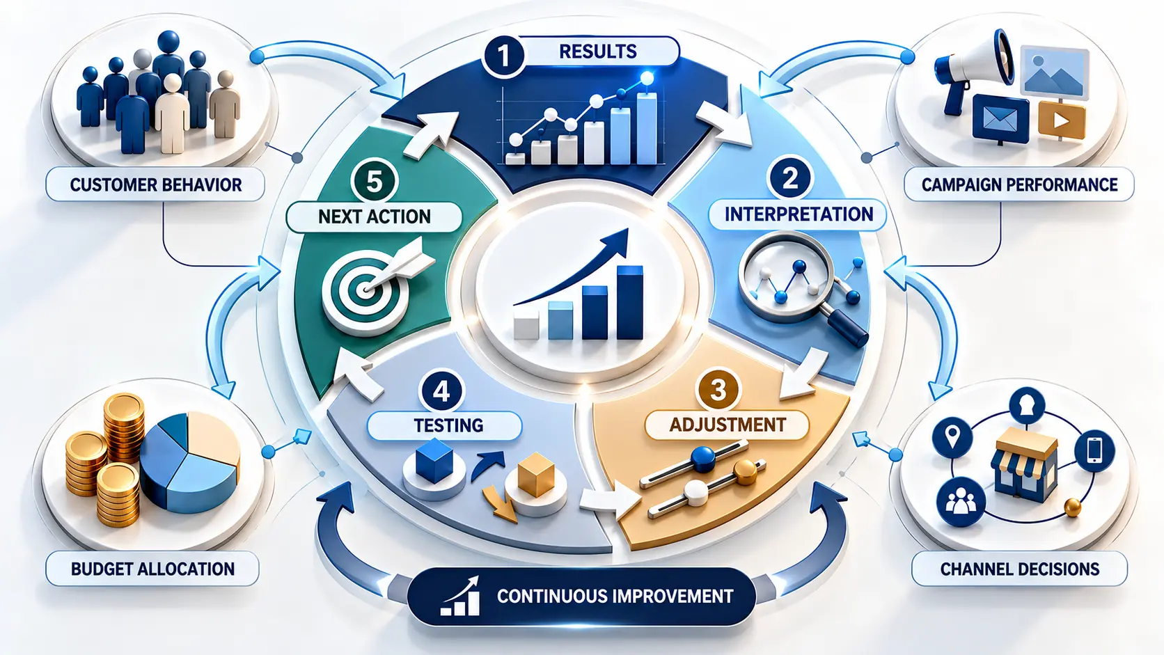 Marketing plan being refined through measurement, testing, and continuous improvement