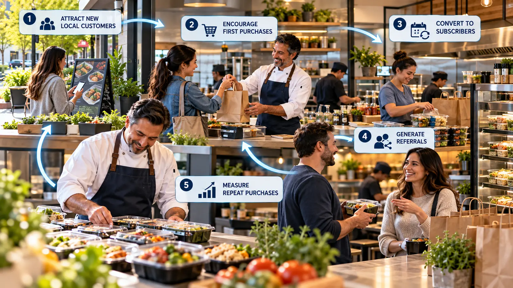 Small business owner reviewing a practical marketing plan and customer growth strategy