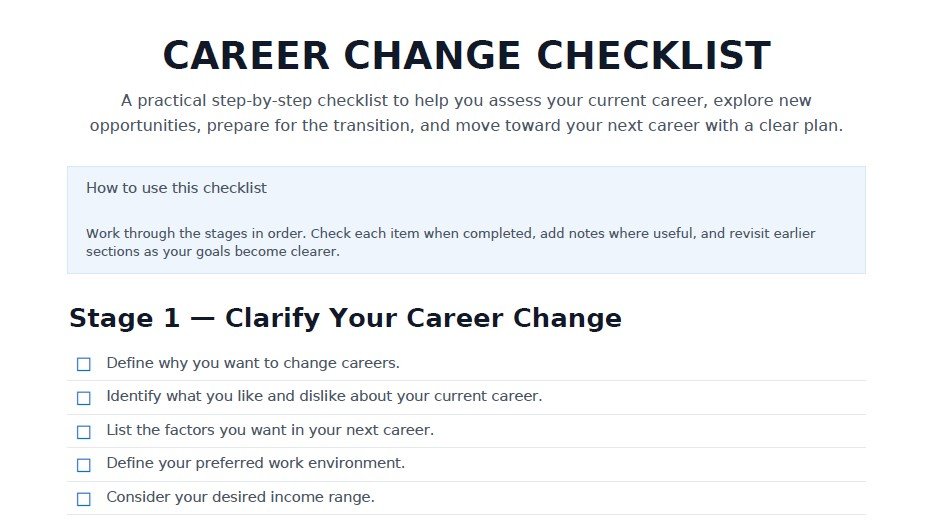 Career Change Checklist preview